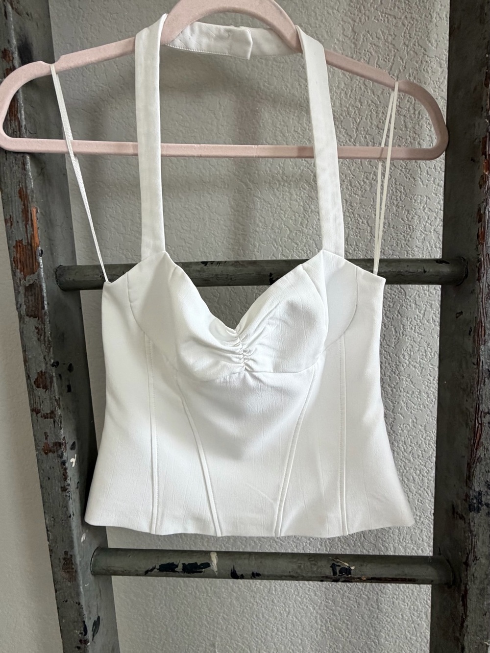 Zara White Bustier-Style Cami with Halter Strap